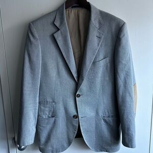 Brunello Cucinelli Light Gray Suede and Cotton 3 Roll 2 Blazer